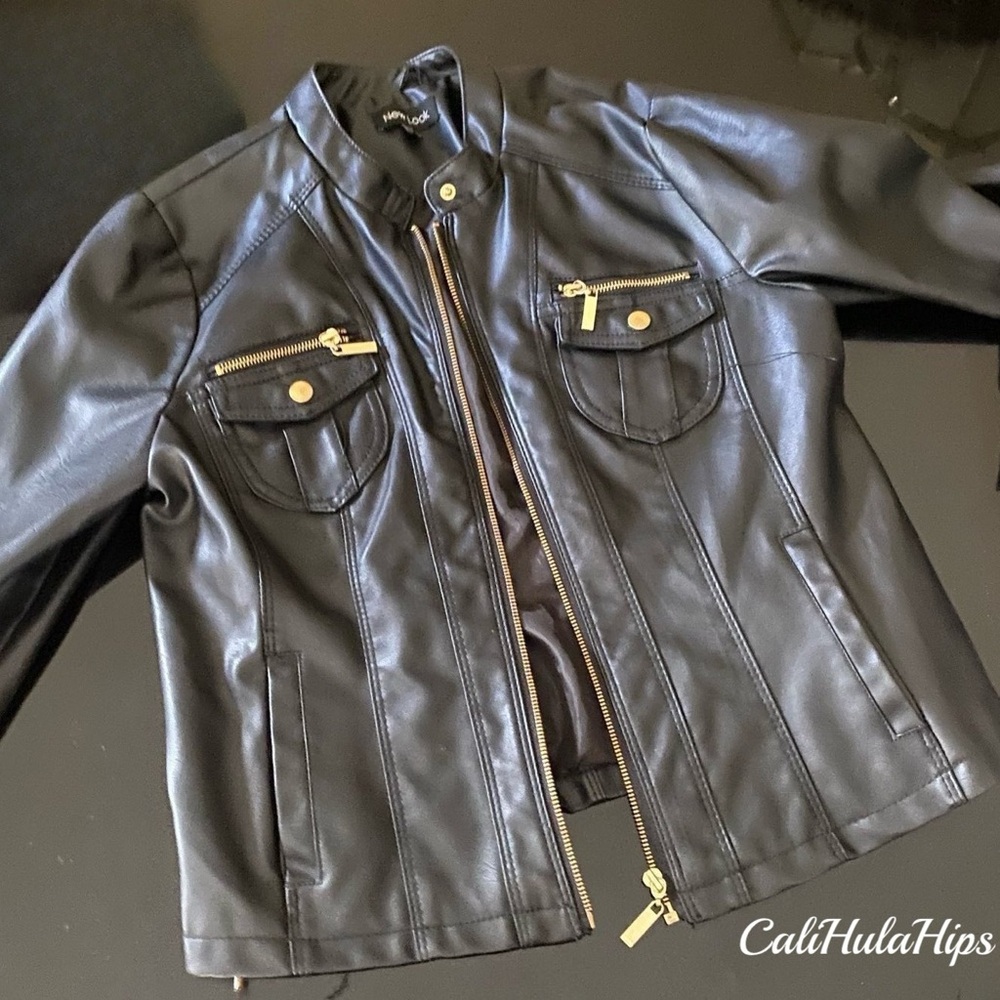 Faux Leather Black Moto Jacket -
